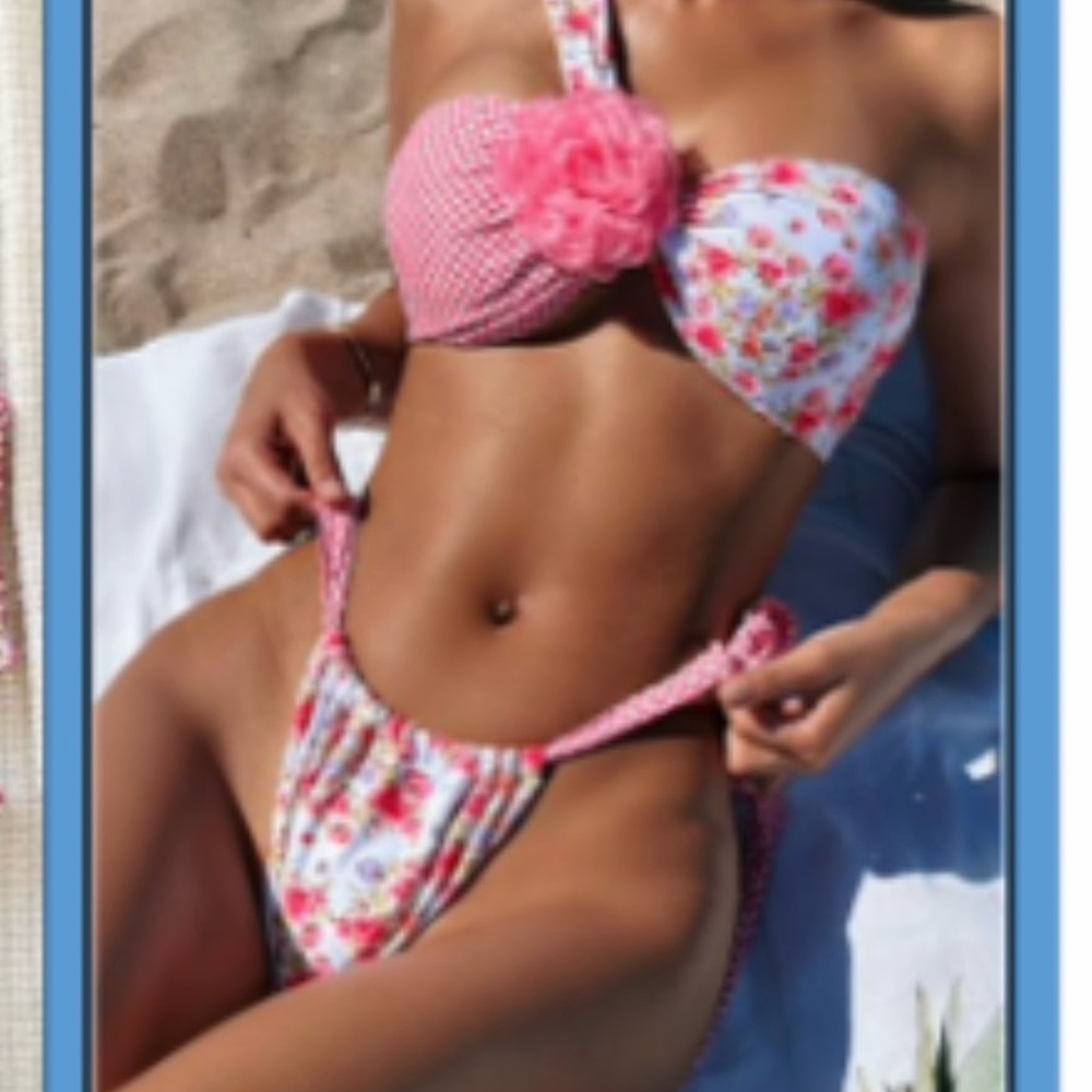 Floral and Gingham Bikini Set